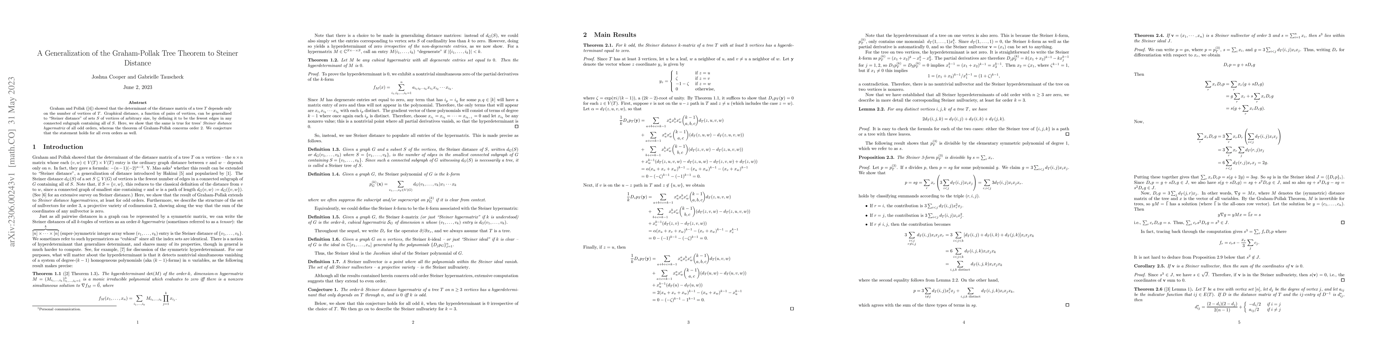 Thumbnail for A Generalization of the Graham-Pollak Tree Theorem to Steiner Distance