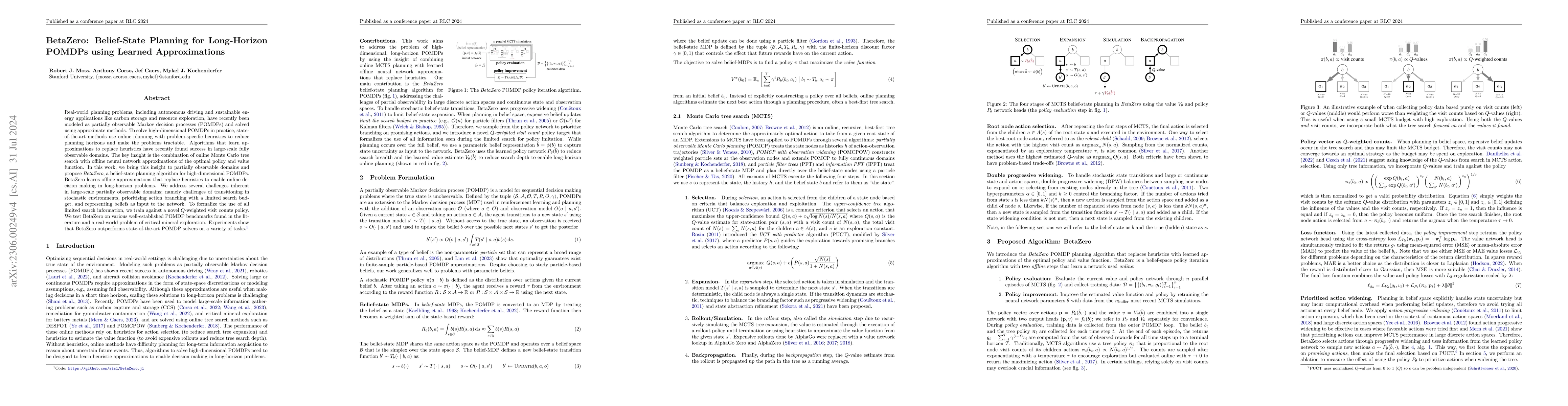 Thumbnail for BetaZero: Belief-State Planning for Long-Horizon POMDPs using Learned
  Approximations