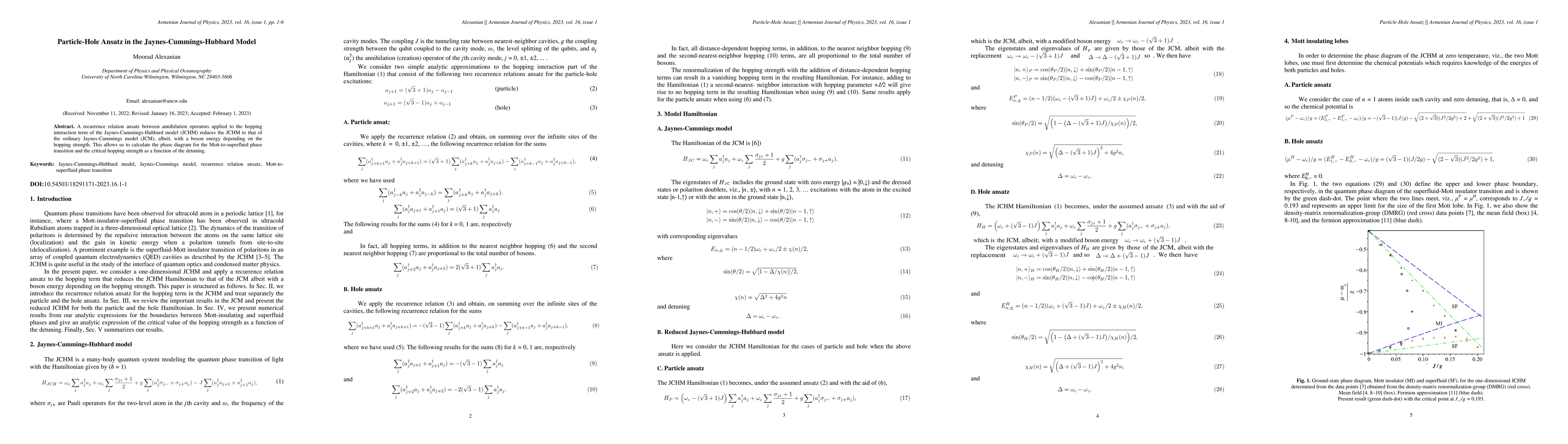 Thumbnail for Particle-Hole Ansatz in the Jaynes-Cummings-Hubbard Model