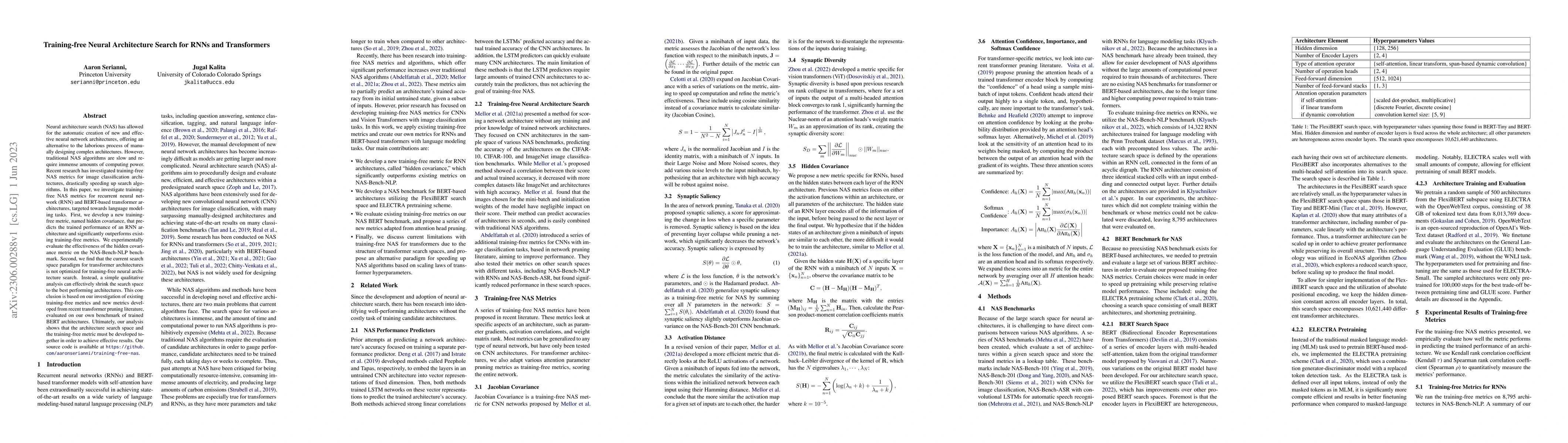 Thumbnail for Training-free Neural Architecture Search for RNNs and Transformers