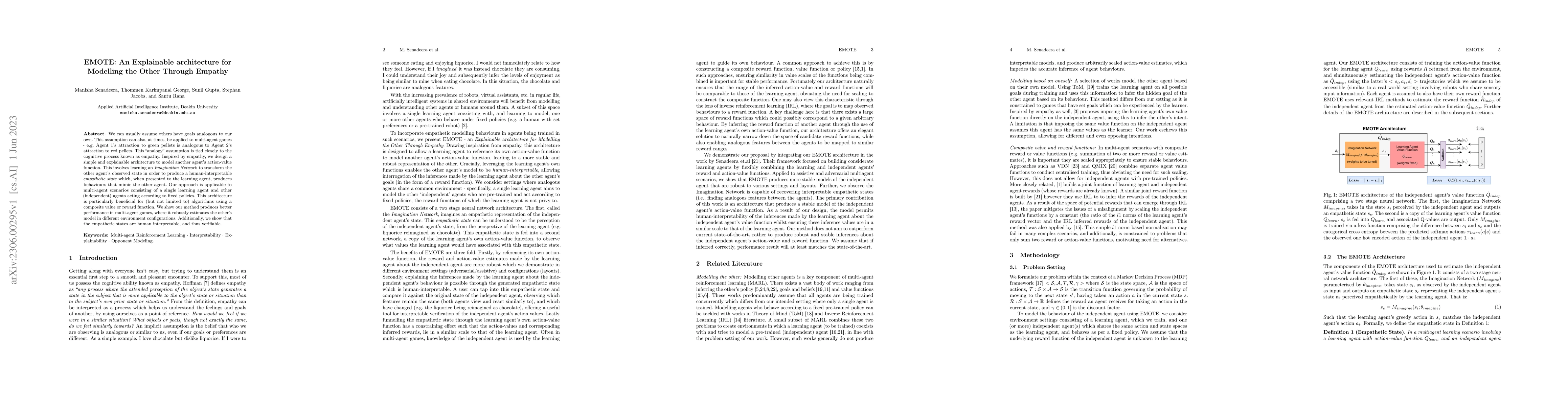 Thumbnail for EMOTE: An Explainable architecture for Modelling the Other Through
  Empathy