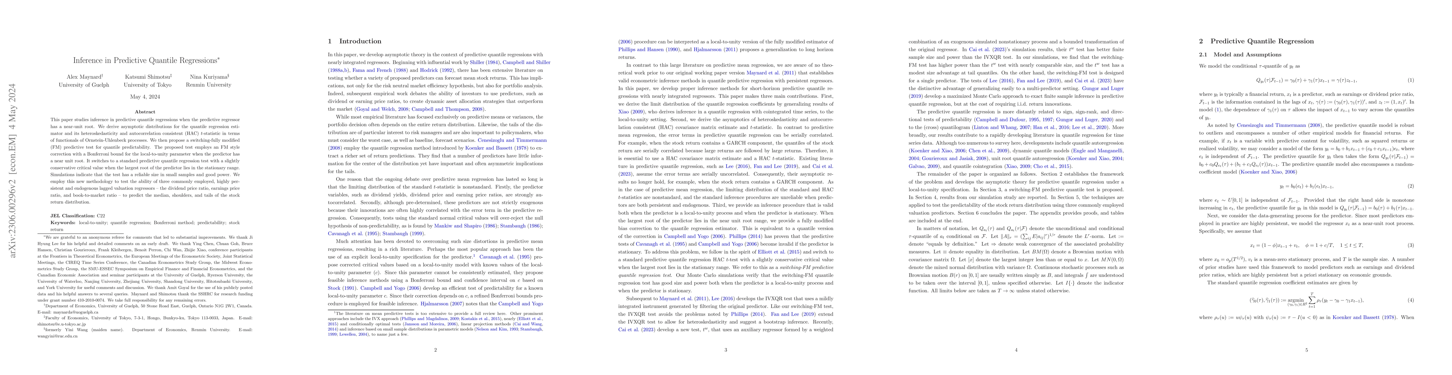 Thumbnail for Inference in Predictive Quantile Regressions