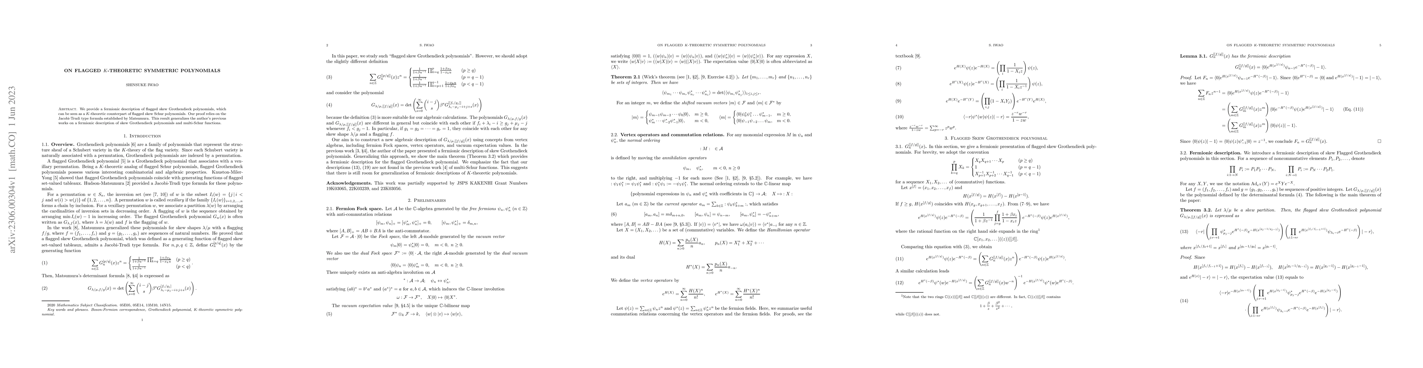 Thumbnail for On flagged $K$-theoretic symmetric polynomials
