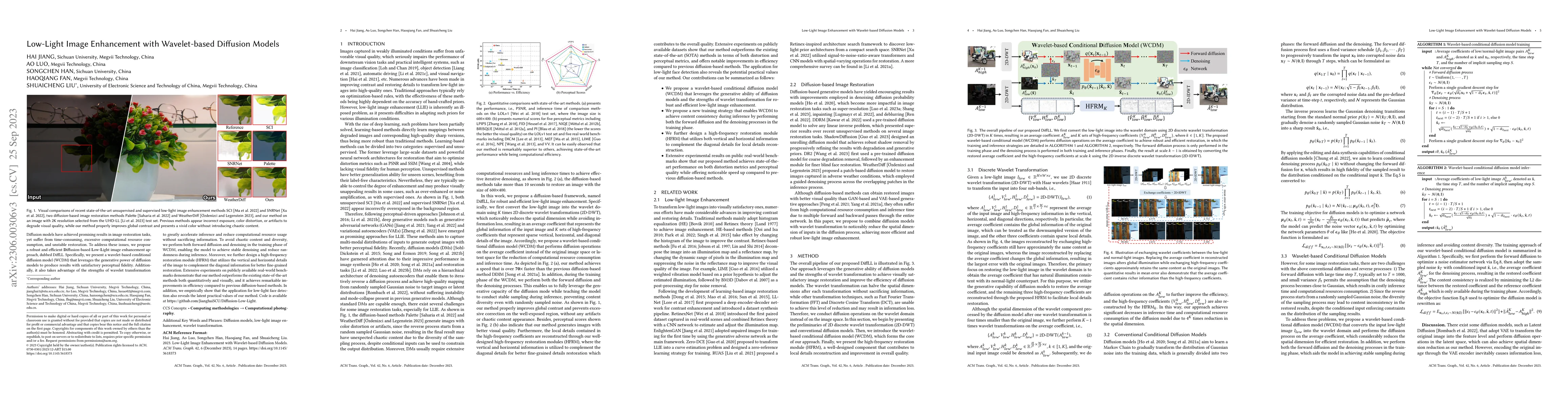 Thumbnail for Low-Light Image Enhancement with Wavelet-based Diffusion Models