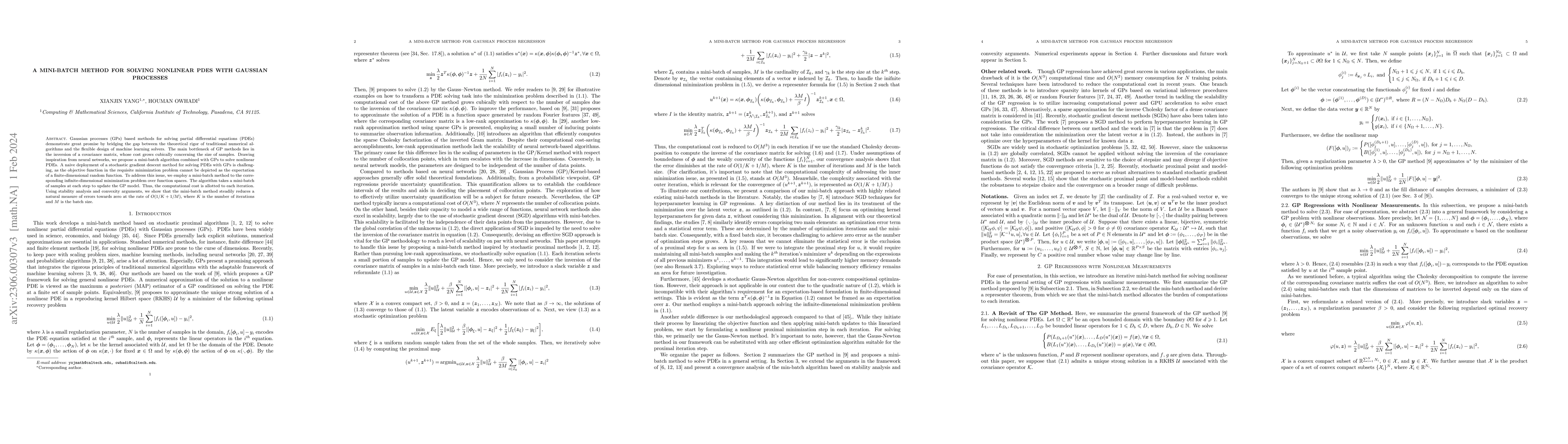 Thumbnail for A Mini-Batch Method for Solving Nonlinear PDEs with Gaussian Processes