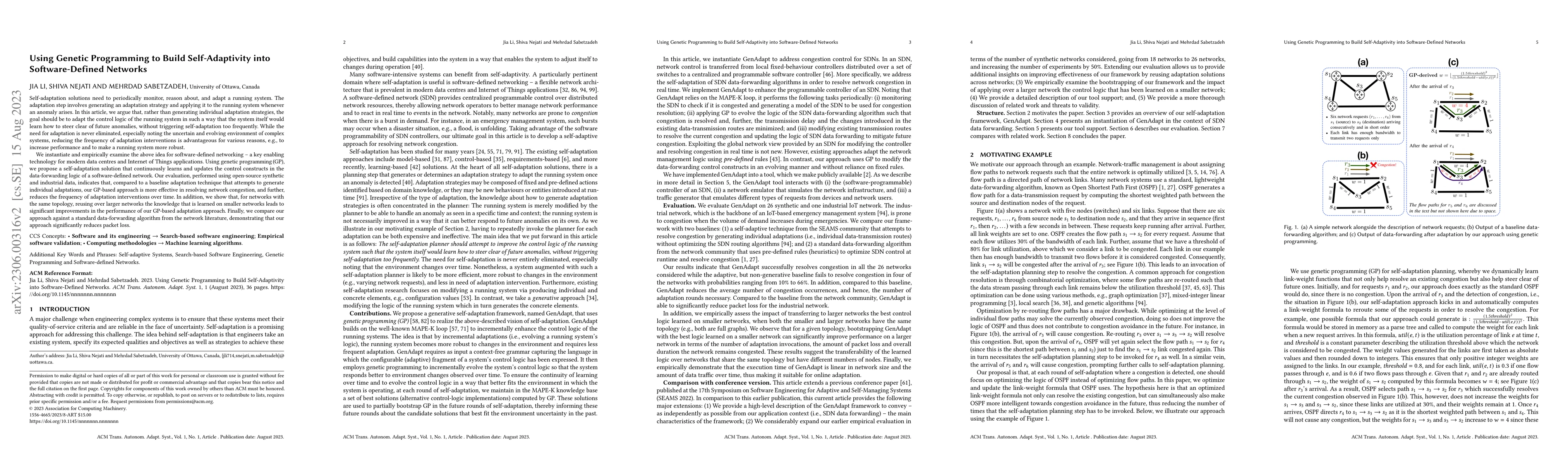 Thumbnail for Using Genetic Programming to Build Self-Adaptivity into Software-Defined
  Networks
