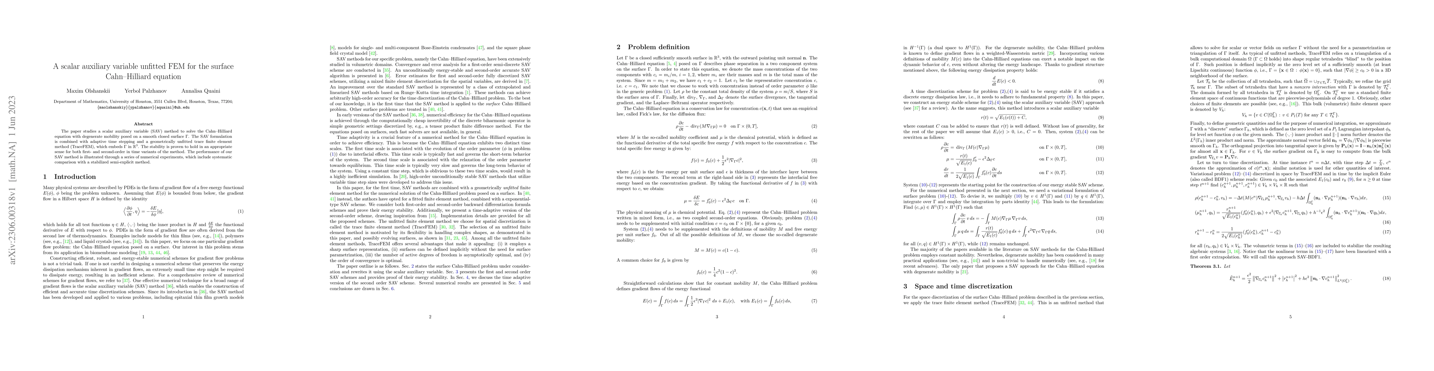 Thumbnail for A scalar auxiliary variable unfitted FEM for the surface Cahn-Hilliard
  equation