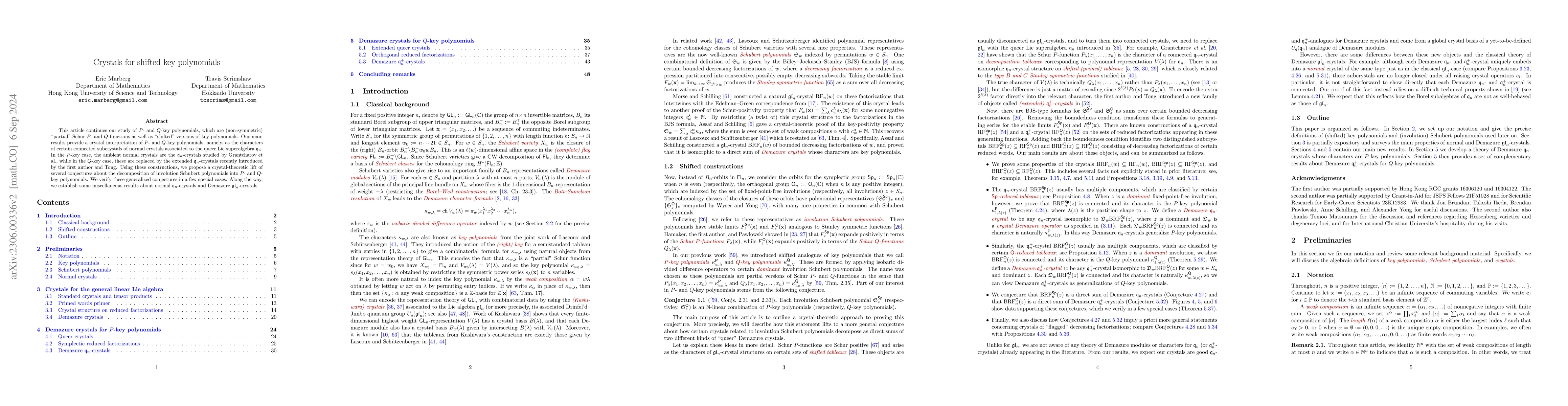 Thumbnail for Crystals for shifted key polynomials