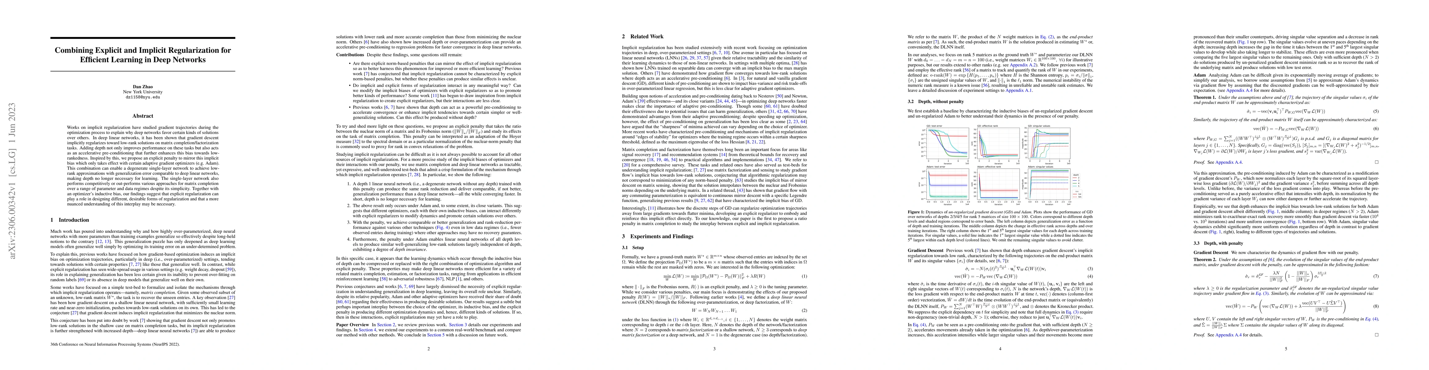 Thumbnail for Combining Explicit and Implicit Regularization for Efficient Learning in
  Deep Networks