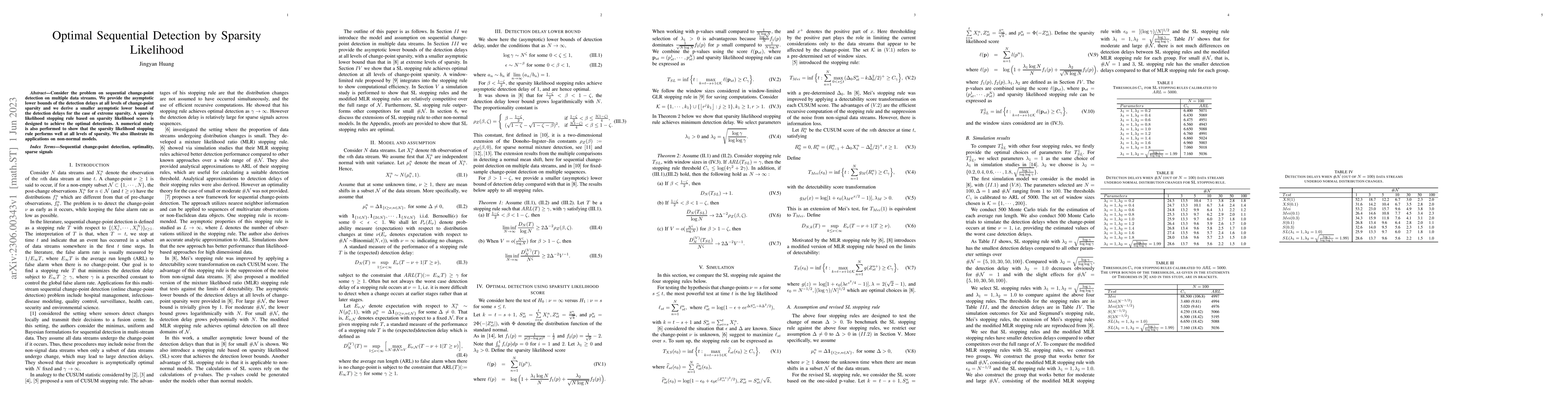 Thumbnail for Optimal Sequential Detection by Sparsity Likelihood