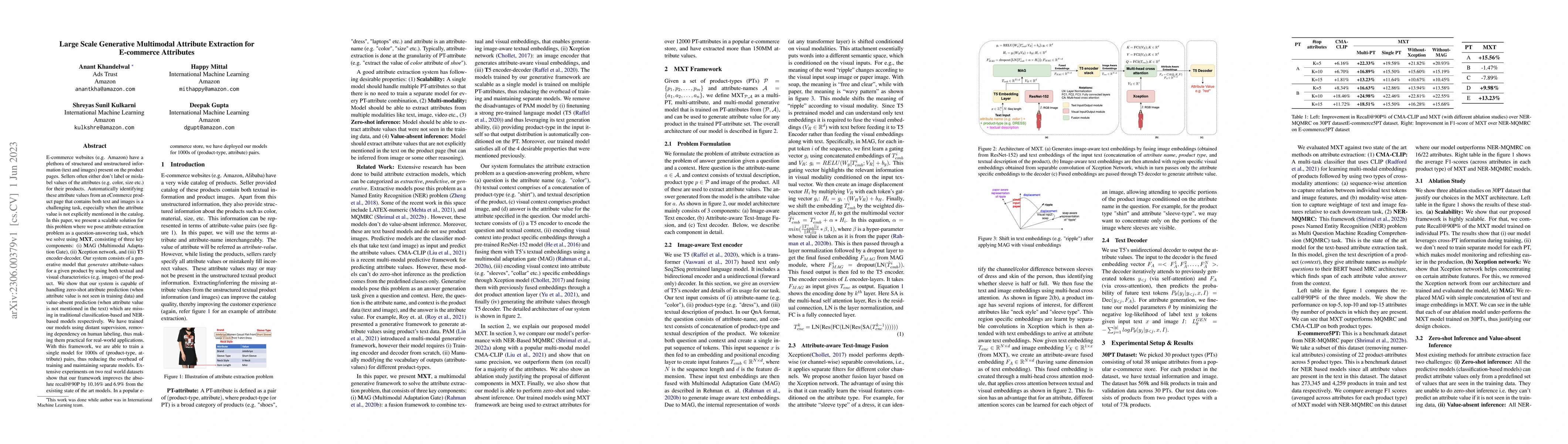 Thumbnail for Large Scale Generative Multimodal Attribute Extraction for E-commerce
  Attributes