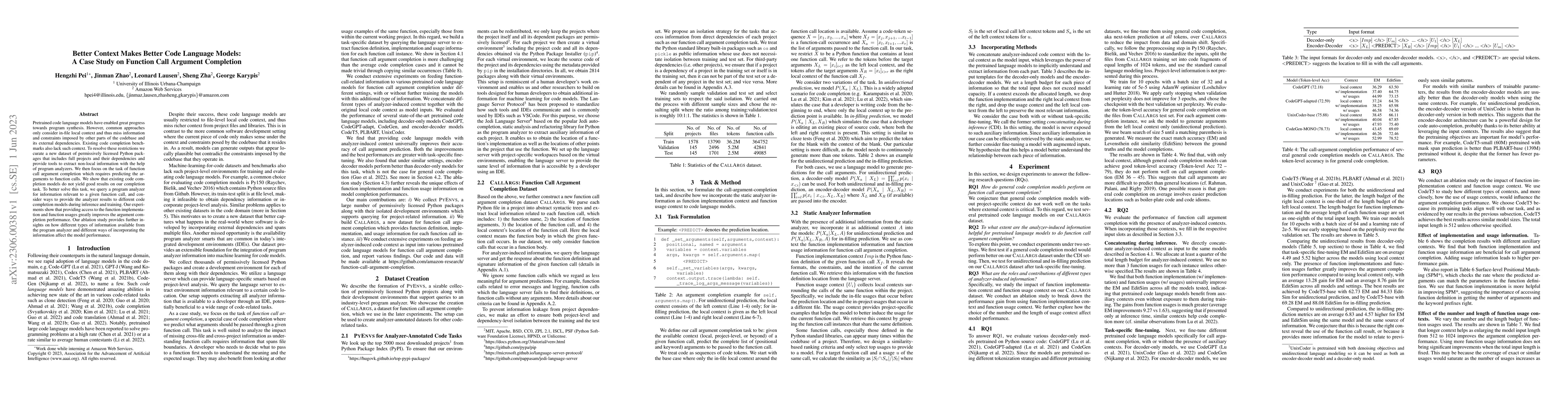 Thumbnail for Better Context Makes Better Code Language Models: A Case Study on
  Function Call Argument Completion