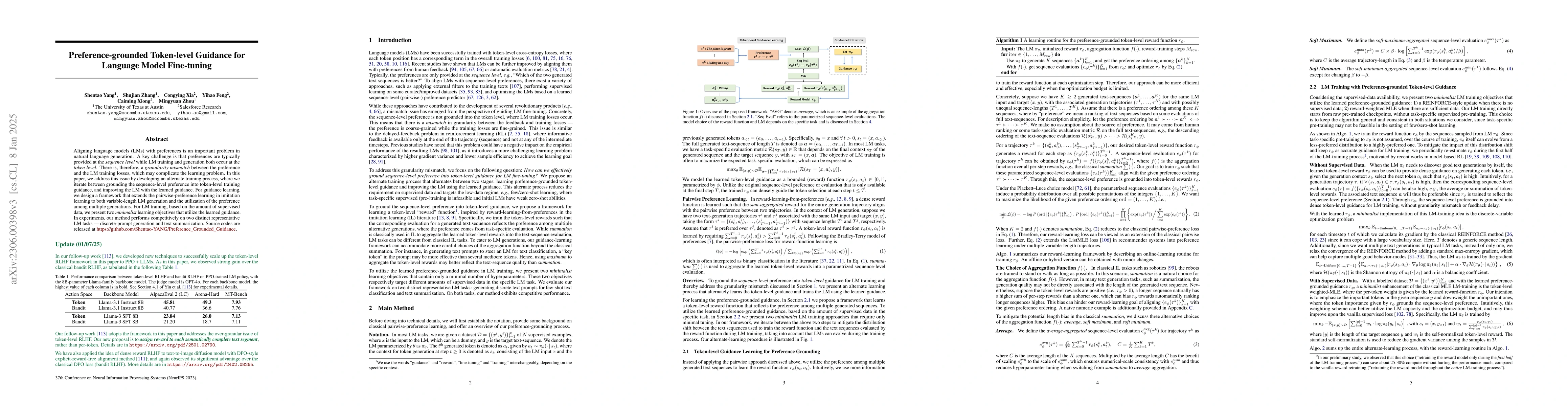 Thumbnail for Preference-grounded Token-level Guidance for Language Model Fine-tuning