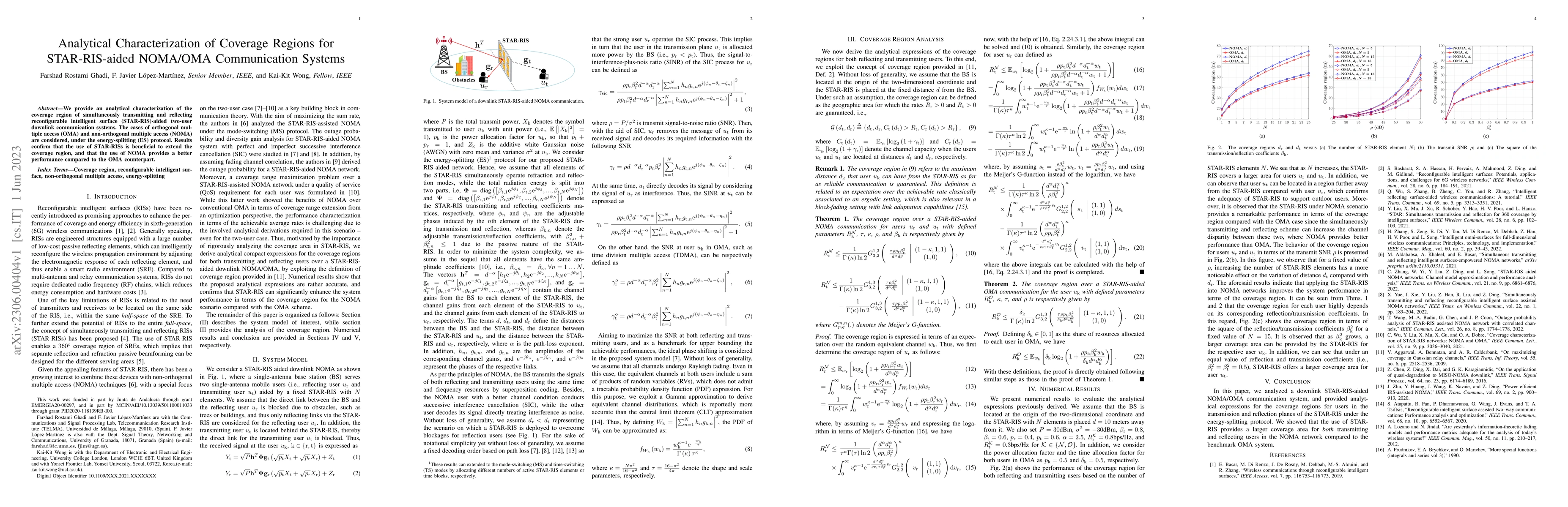 Thumbnail for Analytical Characterization of Coverage Regions for STAR-RIS-aided
  NOMA/OMA Communication Systems