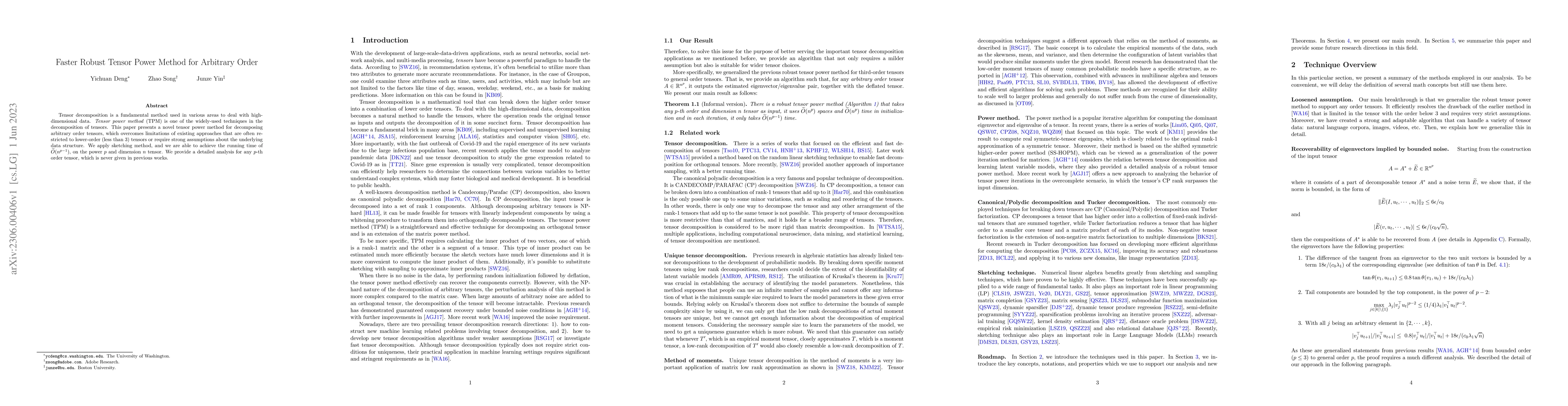 Thumbnail for Faster Robust Tensor Power Method for Arbitrary Order