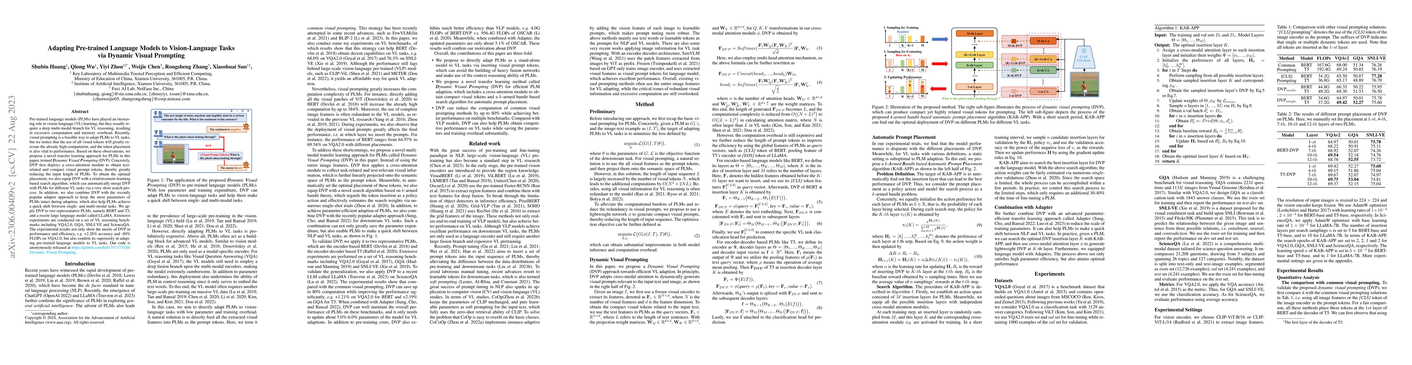 Thumbnail for Adapting Pre-trained Language Models to Vision-Language Tasks via
  Dynamic Visual Prompting