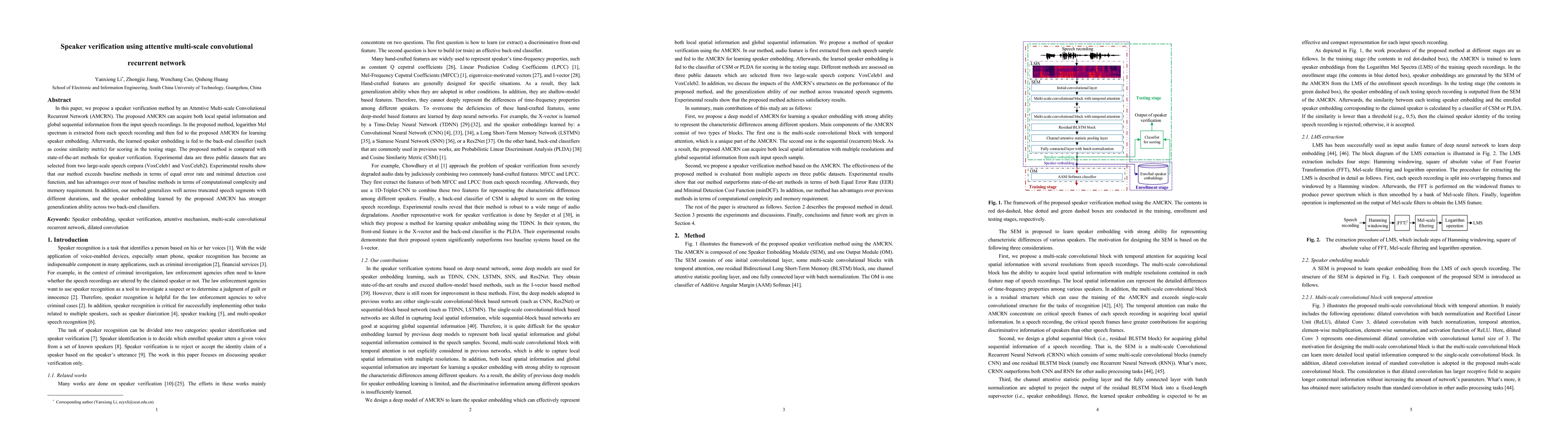 Thumbnail for Speaker verification using attentive multi-scale convolutional recurrent
  network