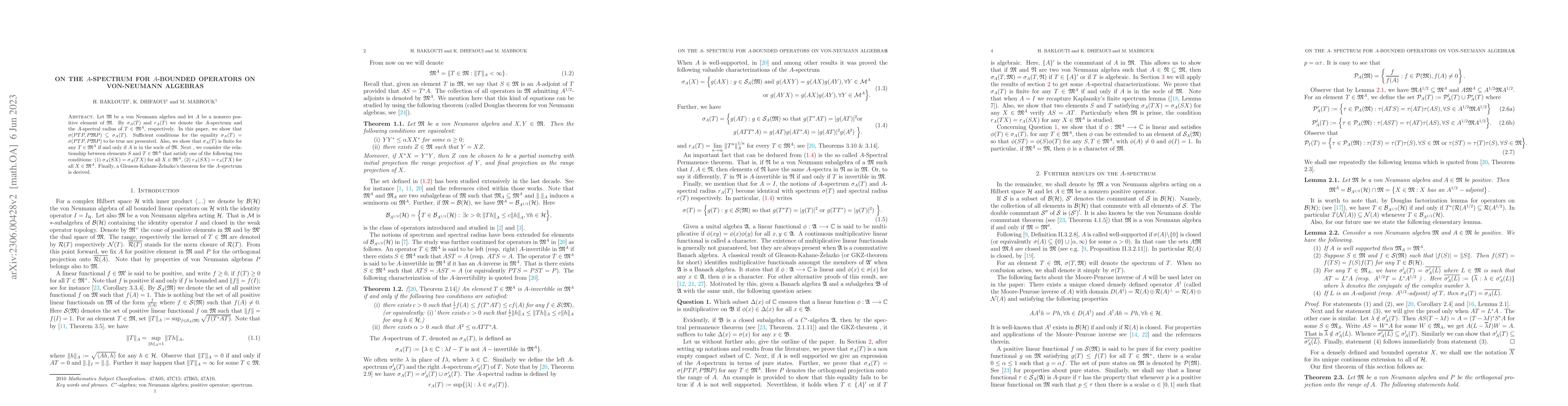 Thumbnail for On the $A$-spectrum for $A$-bounded operator on von-Neumann algebras