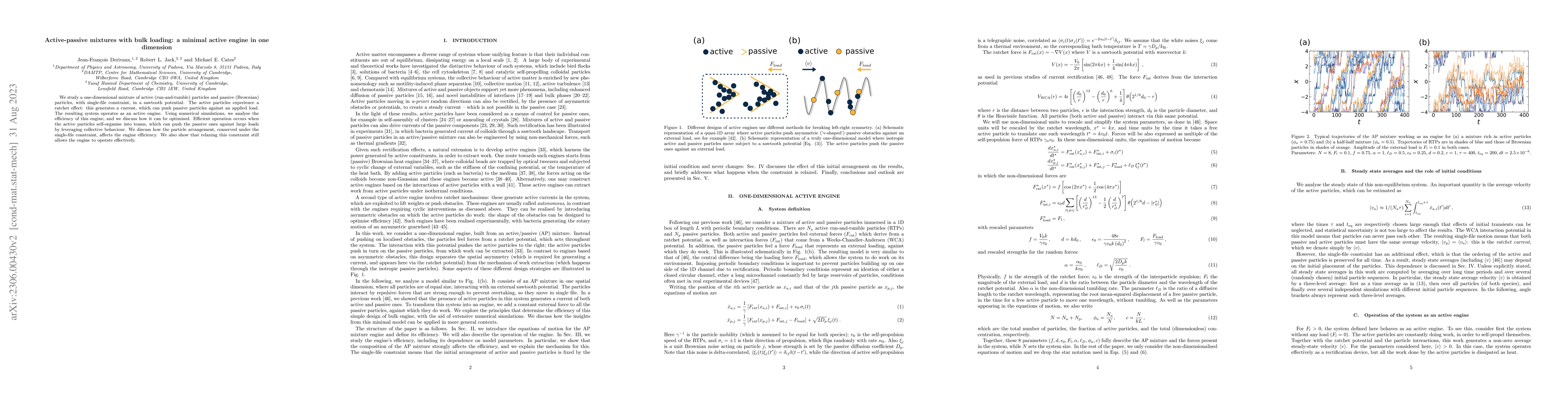 Thumbnail for Active-passive mixtures with bulk loading: a minimal active engine in
  one dimension