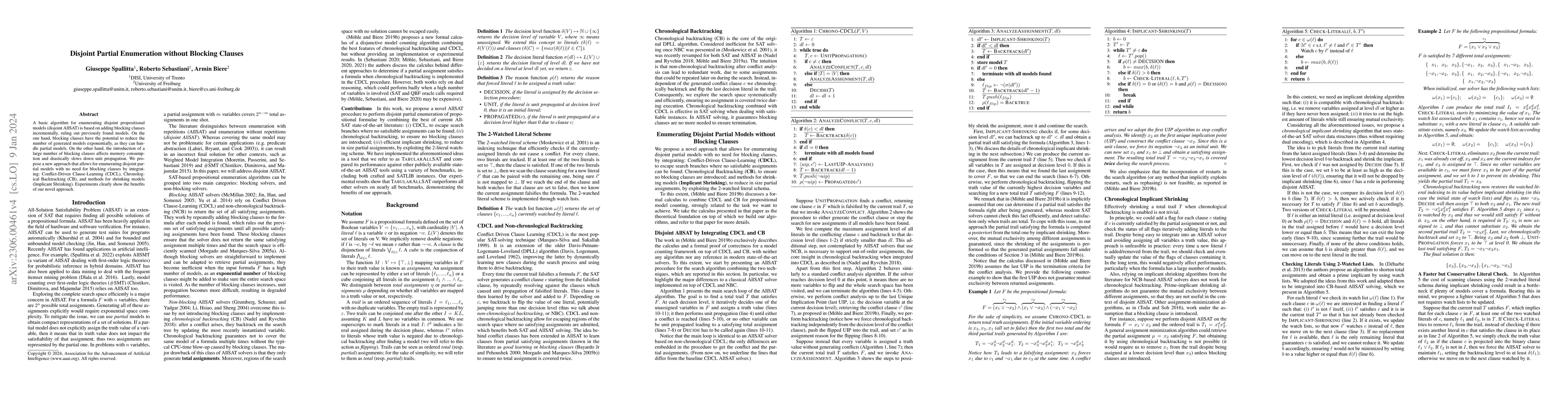 Thumbnail for Disjoint Partial Enumeration without Blocking Clauses