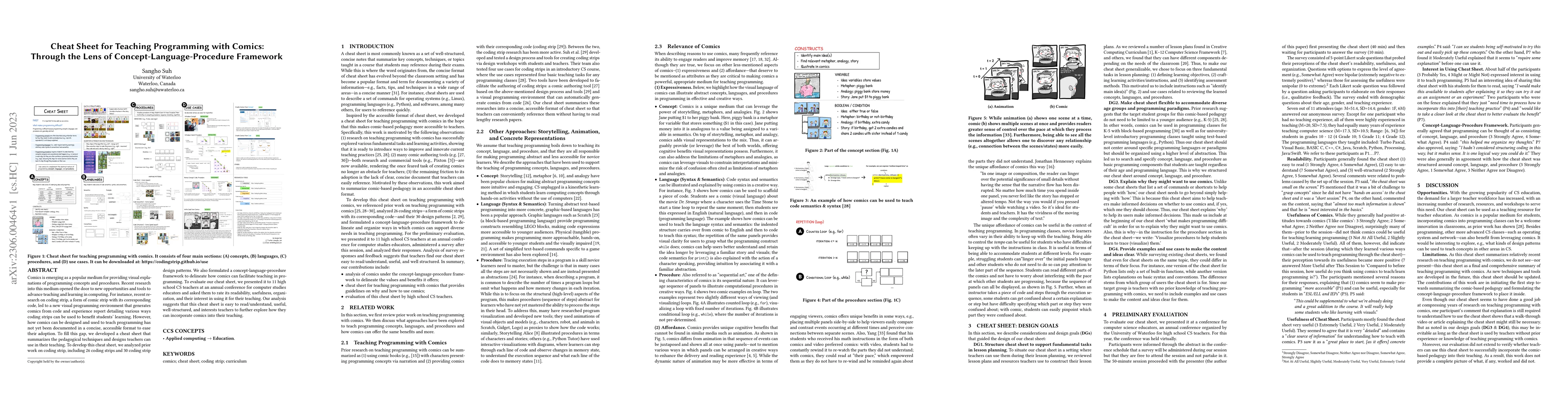 Thumbnail for Cheat Sheet for Teaching Programming with Comics: Through the Lens of
  Concept-Language-Procedure Framework