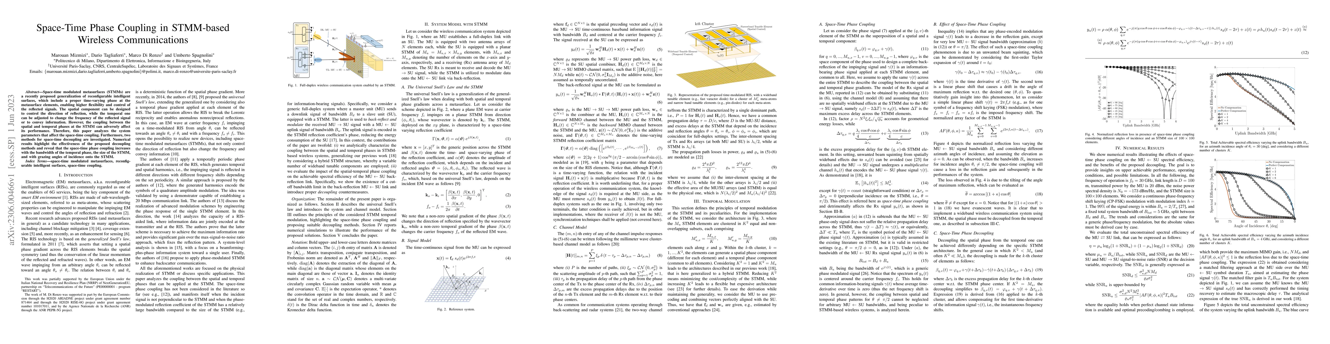 Thumbnail for Space-Time Phase Coupling in STMM-based Wireless Communications