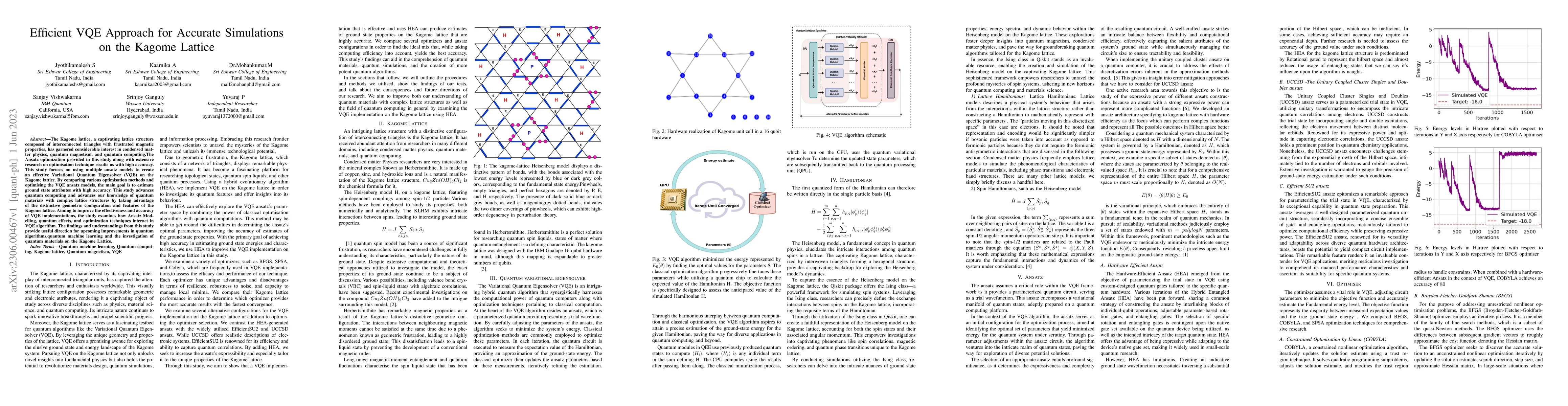 Thumbnail for Efficient VQE Approach for Accurate Simulations on the Kagome Lattice