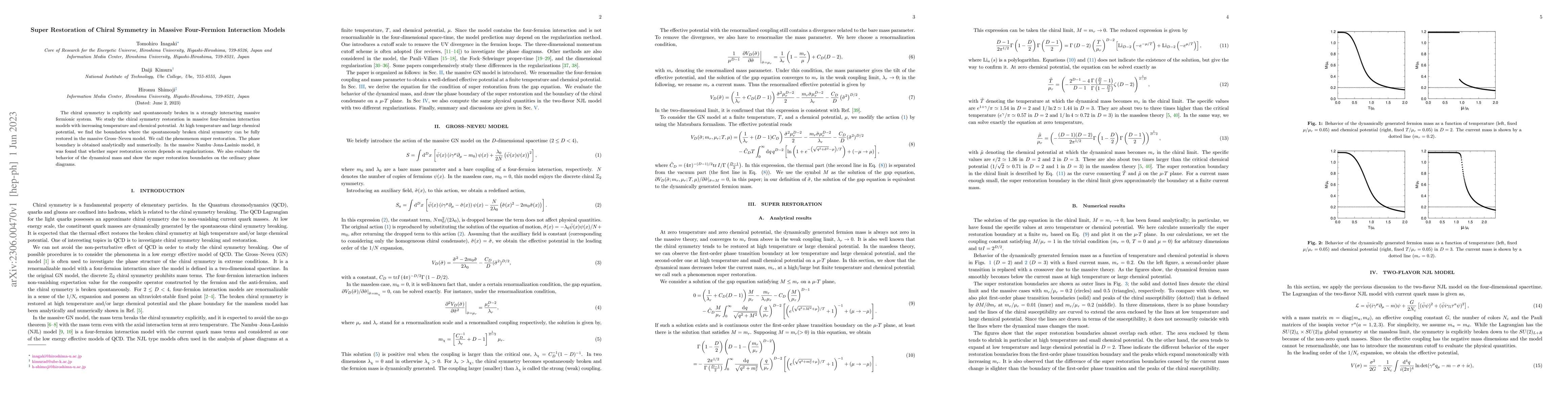 Thumbnail for Super Restoration of Chiral Symmetry in Massive Four-Fermion Interaction
  Models
