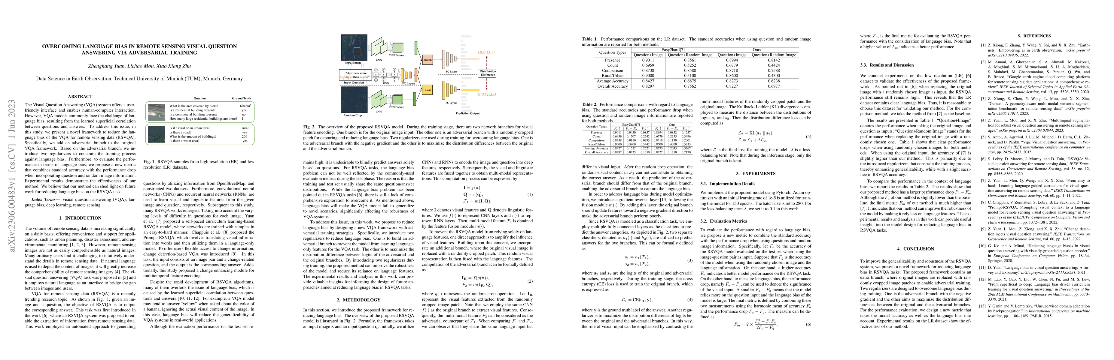 Thumbnail for Overcoming Language Bias in Remote Sensing Visual Question Answering via
  Adversarial Training