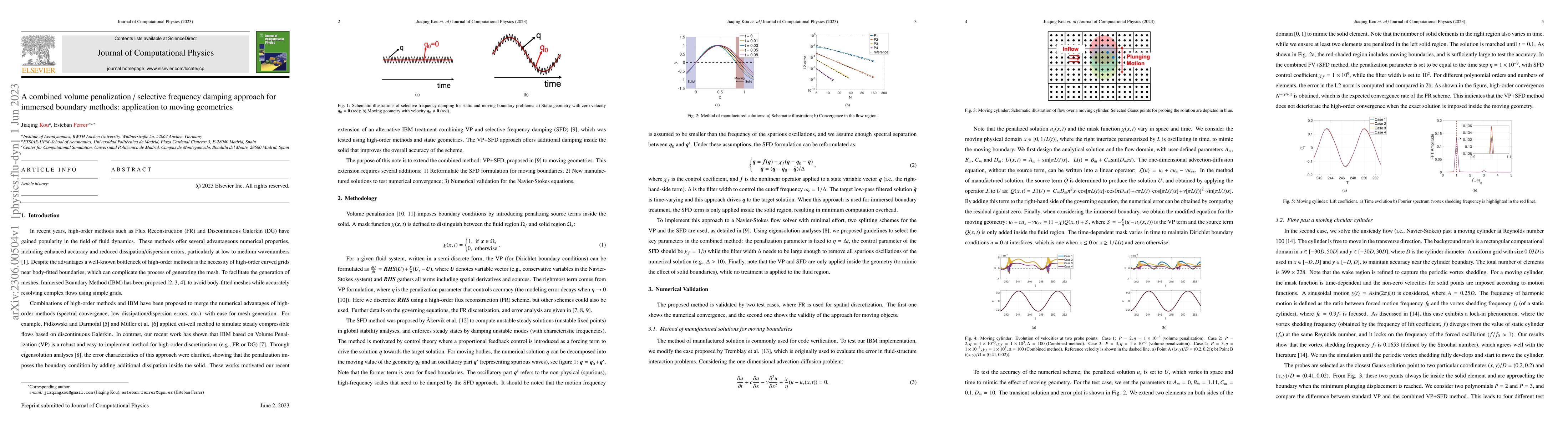 Thumbnail for A combined volume penalization / selective frequency damping approach
  for immersed boundary methods: application to moving geometries