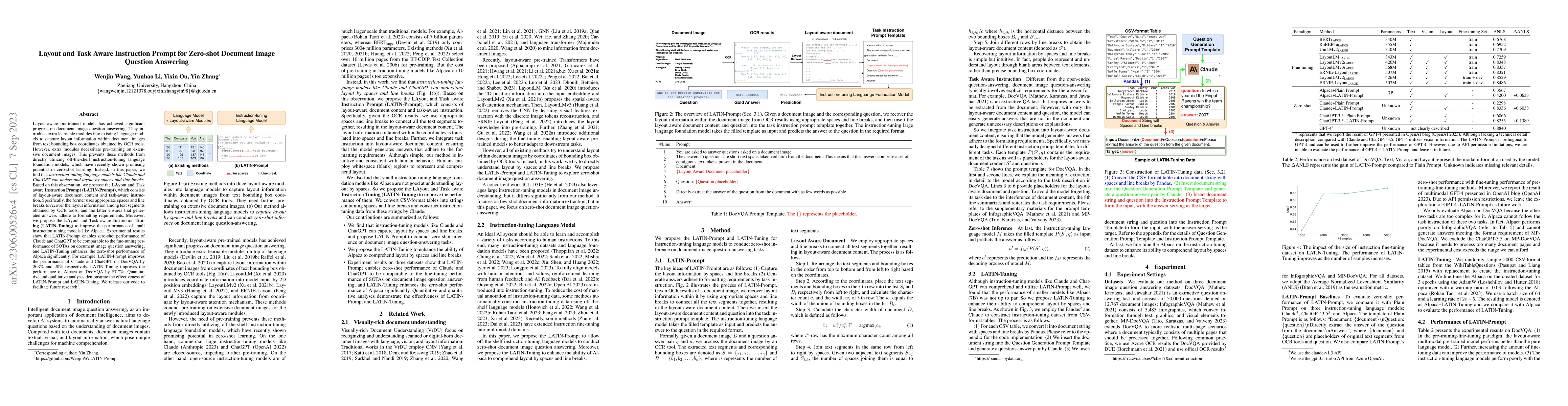 Thumbnail for Layout and Task Aware Instruction Prompt for Zero-shot Document Image
  Question Answering