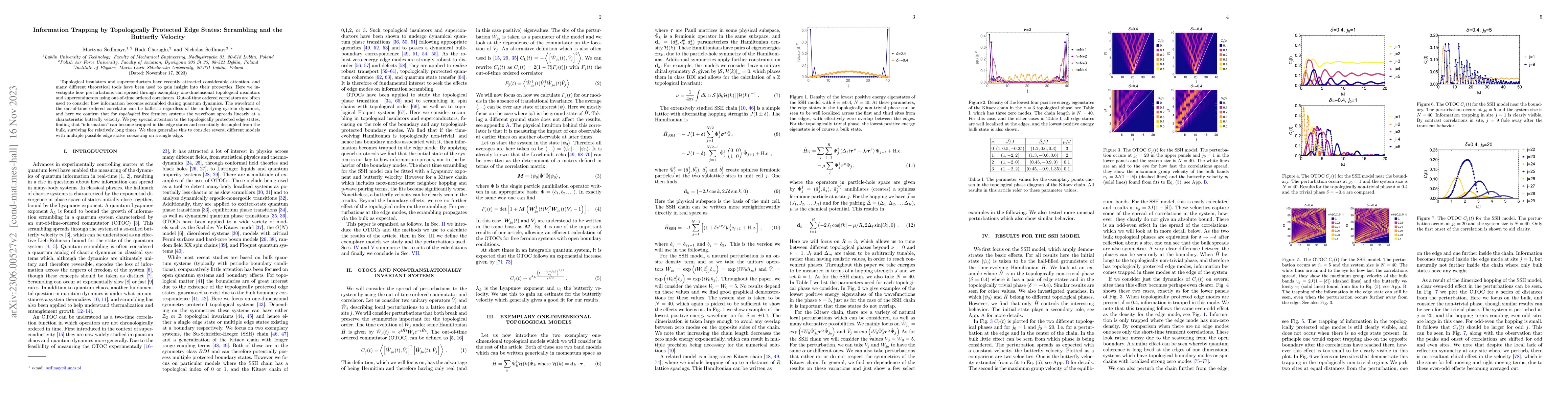Thumbnail for Information Trapping by Topologically Protected Edge States: Scrambling
  and the Butterfly Velocity