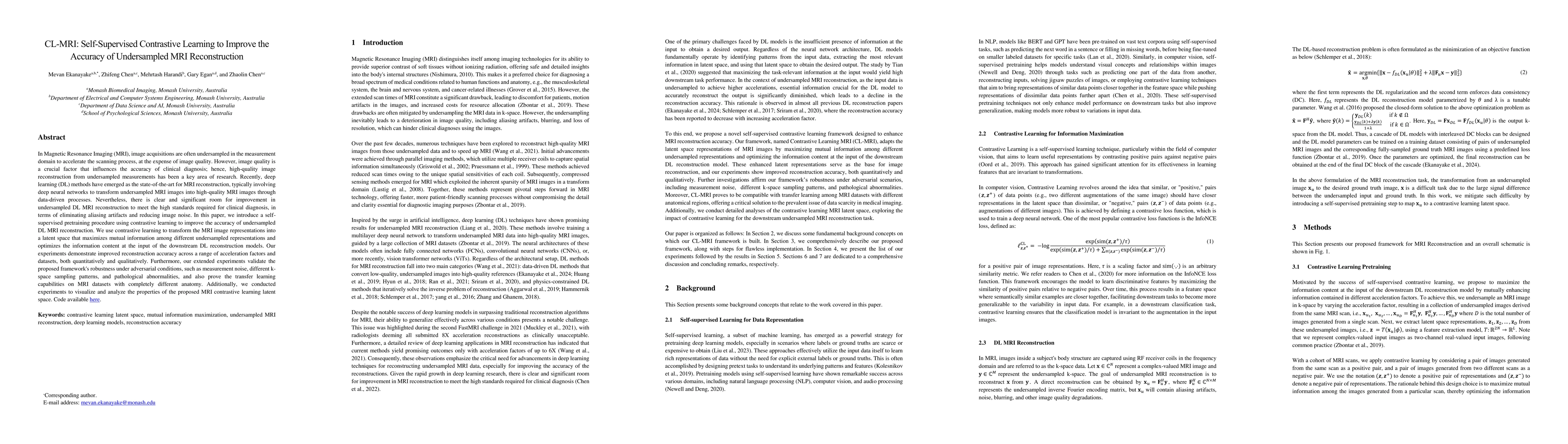 Thumbnail for CL-MRI: Self-Supervised Contrastive Learning to Improve the Accuracy of
  Undersampled MRI Reconstruction