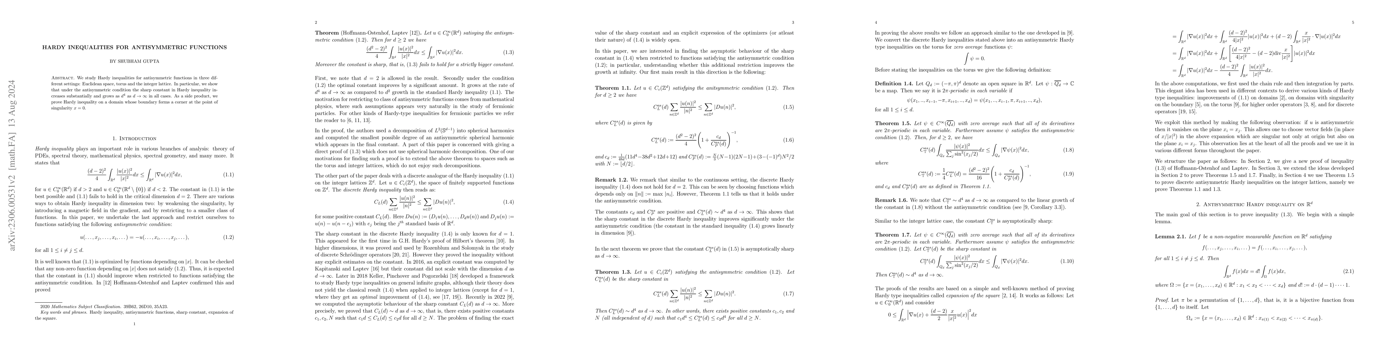 Thumbnail for Hardy inequalities for antisymmetric functions