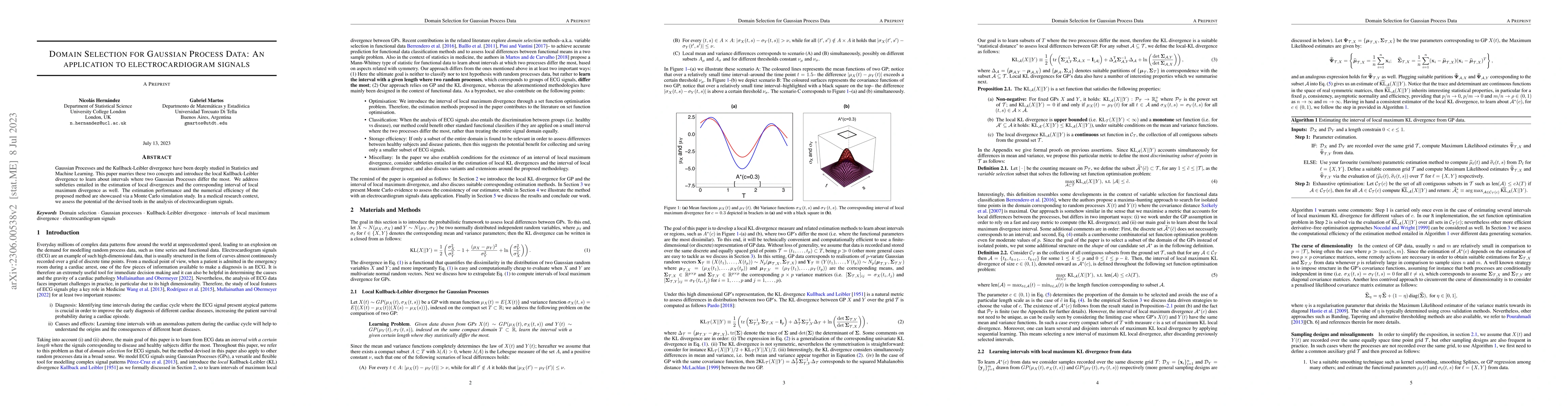 Thumbnail for Domain Selection for Gaussian Process Data: An application to
  electrocardiogram signals