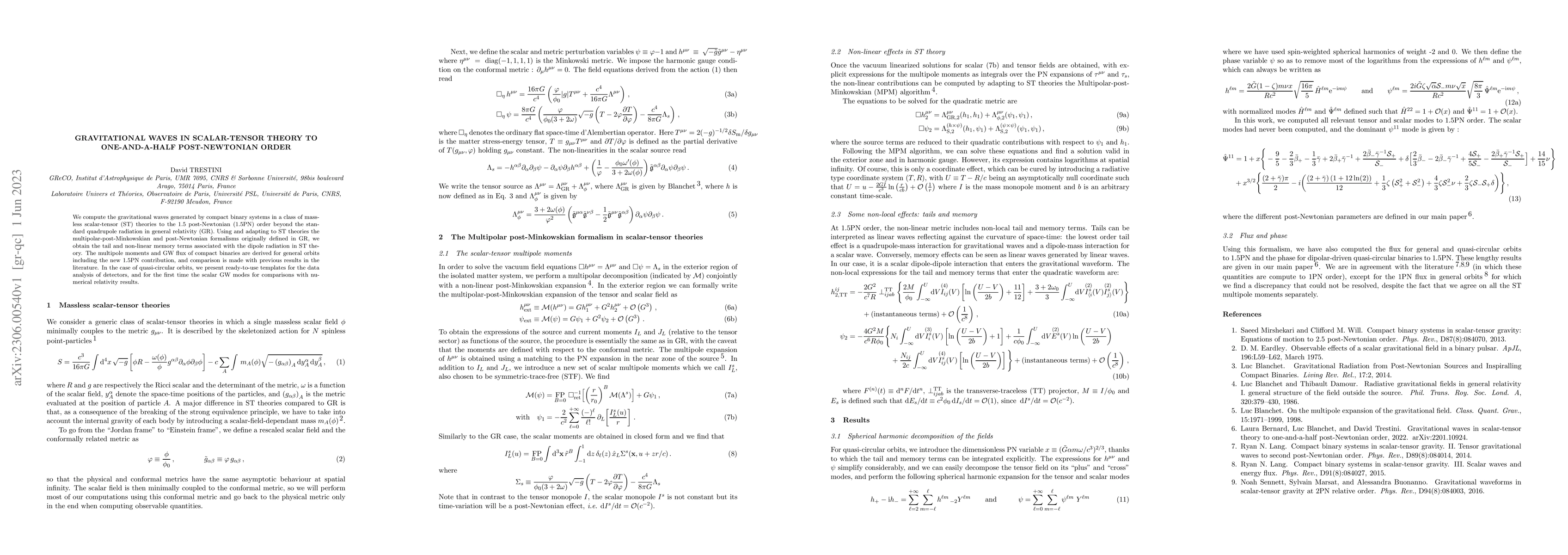 Thumbnail for Gravitational waves in scalar-tensor theory to one-and-a-half
  post-Newtonian order