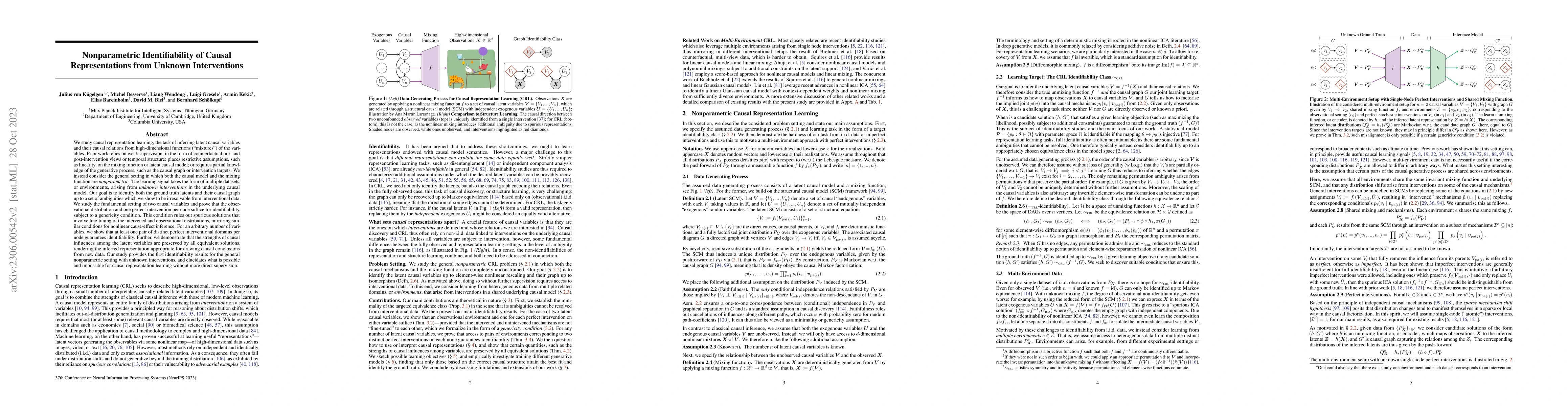 Thumbnail for Nonparametric Identifiability of Causal Representations from Unknown
  Interventions