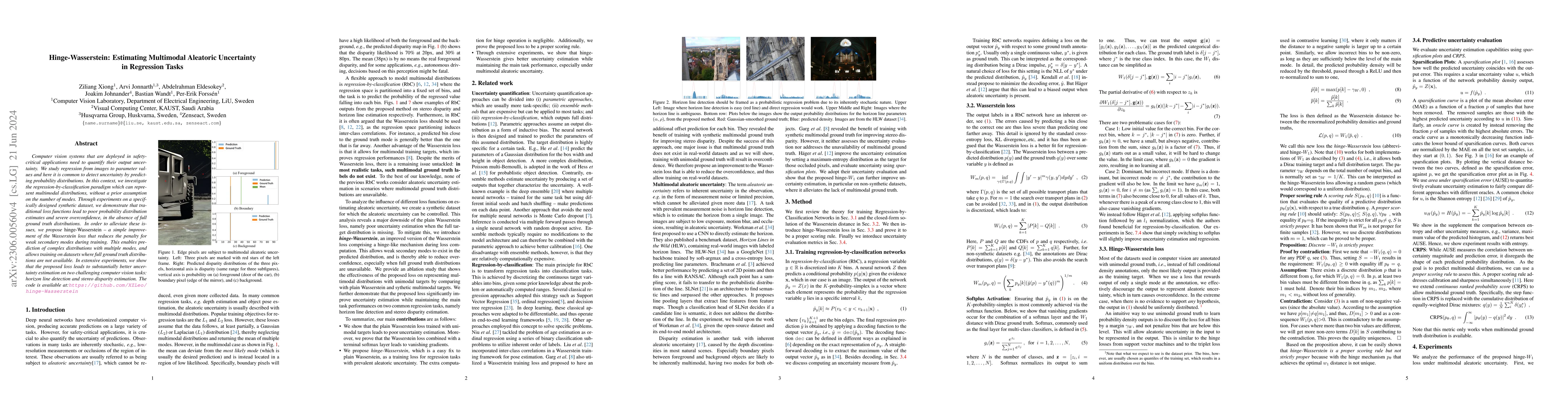 Thumbnail for Hinge-Wasserstein: Estimating Multimodal Aleatoric Uncertainty in
  Regression Tasks