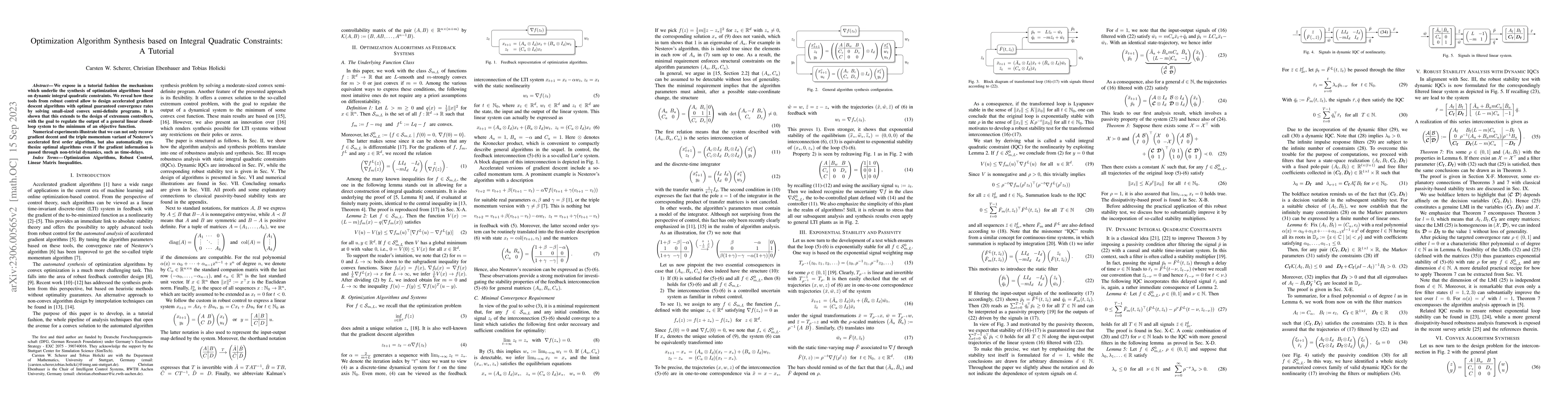 Thumbnail for Optimization Algorithm Synthesis based on Integral Quadratic
  Constraints: A Tutorial