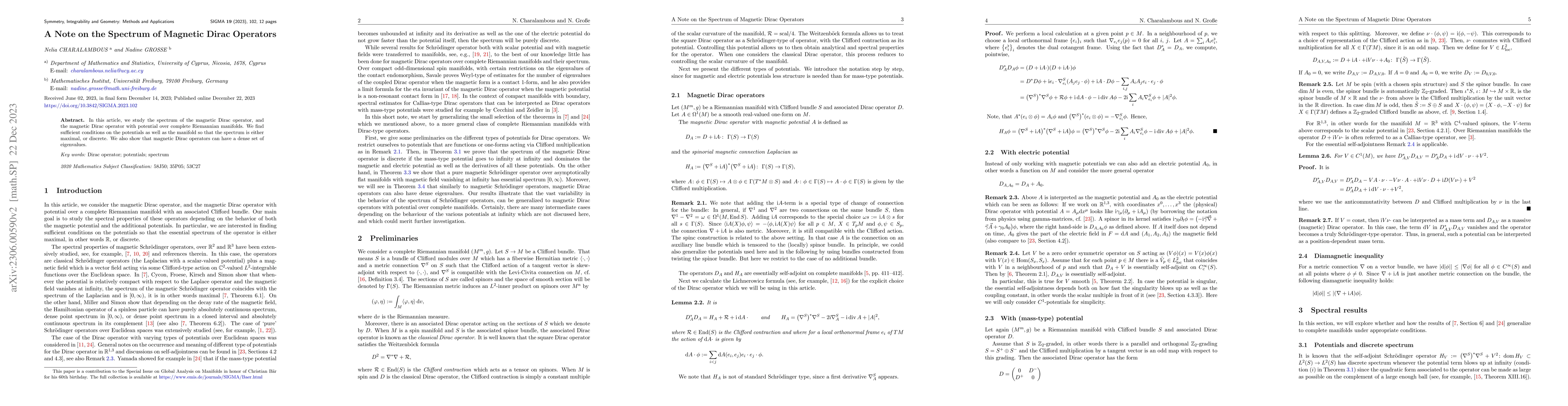 Thumbnail for A Note on the Spectrum of Magnetic Dirac Operators