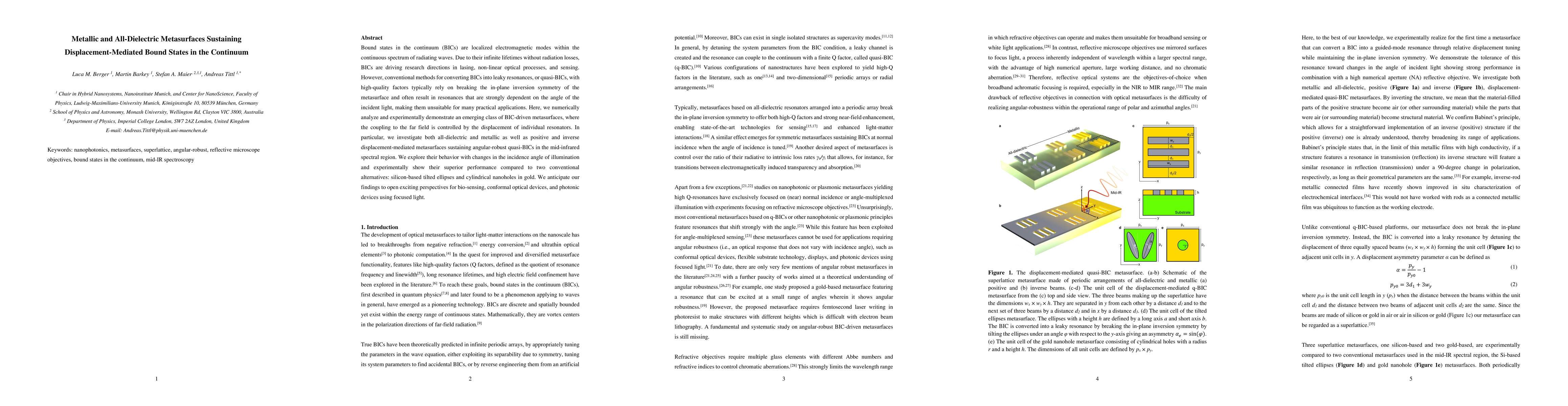 Thumbnail for Metallic and All-Dielectric Metasurfaces Sustaining
  Displacement-Mediated Bound States in the Continuum