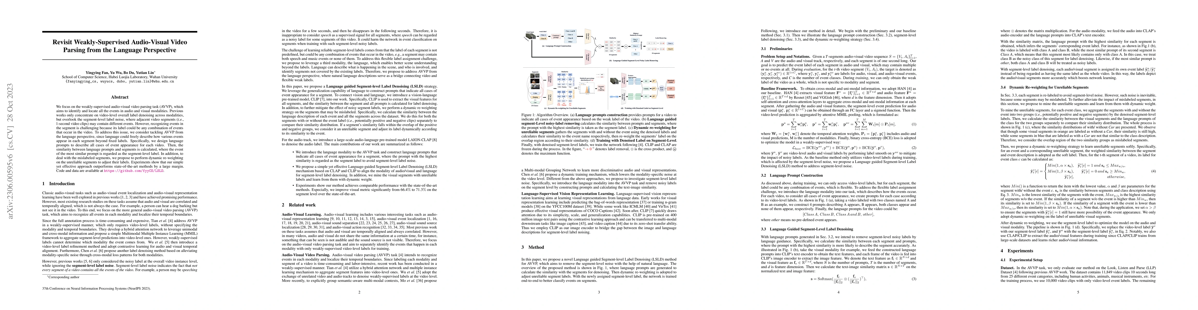 Thumbnail for Revisit Weakly-Supervised Audio-Visual Video Parsing from the Language
  Perspective