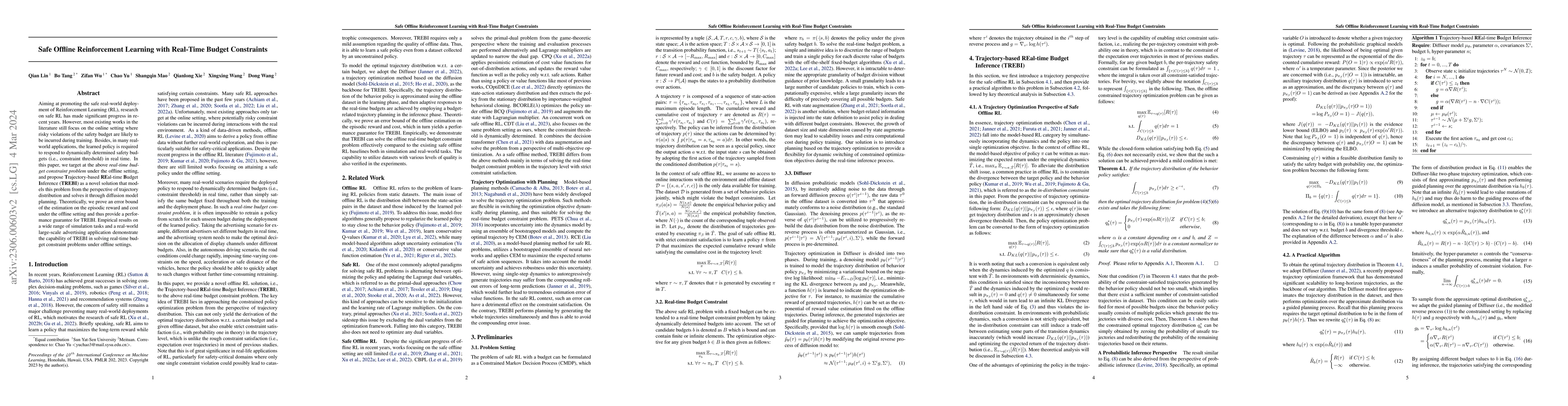 Thumbnail for Safe Offline Reinforcement Learning with Real-Time Budget Constraints