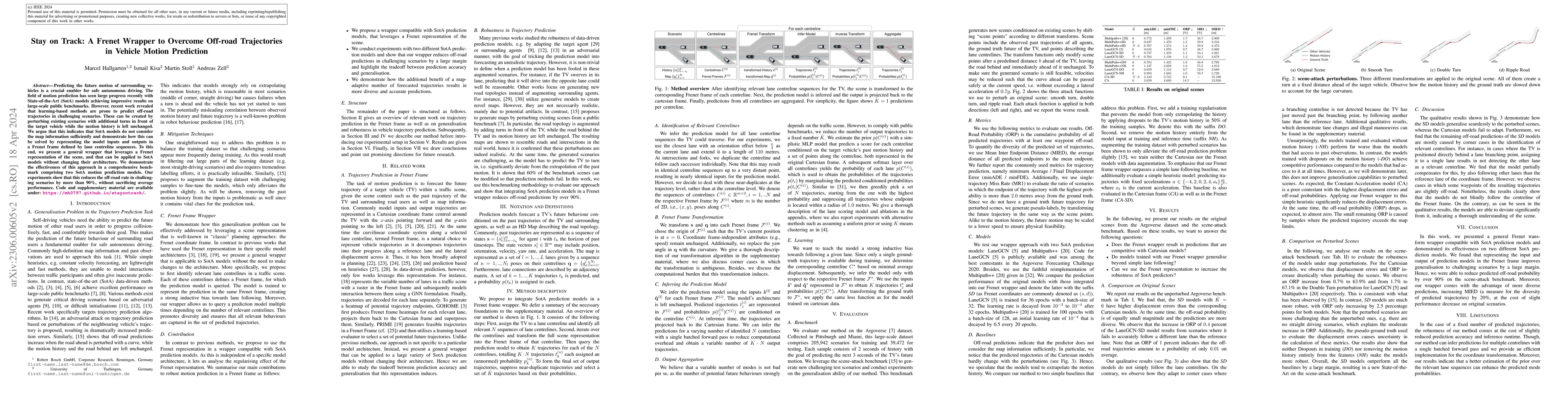 Thumbnail for Stay on Track: A Frenet Wrapper to Overcome Off-road Trajectories in
  Vehicle Motion Prediction
