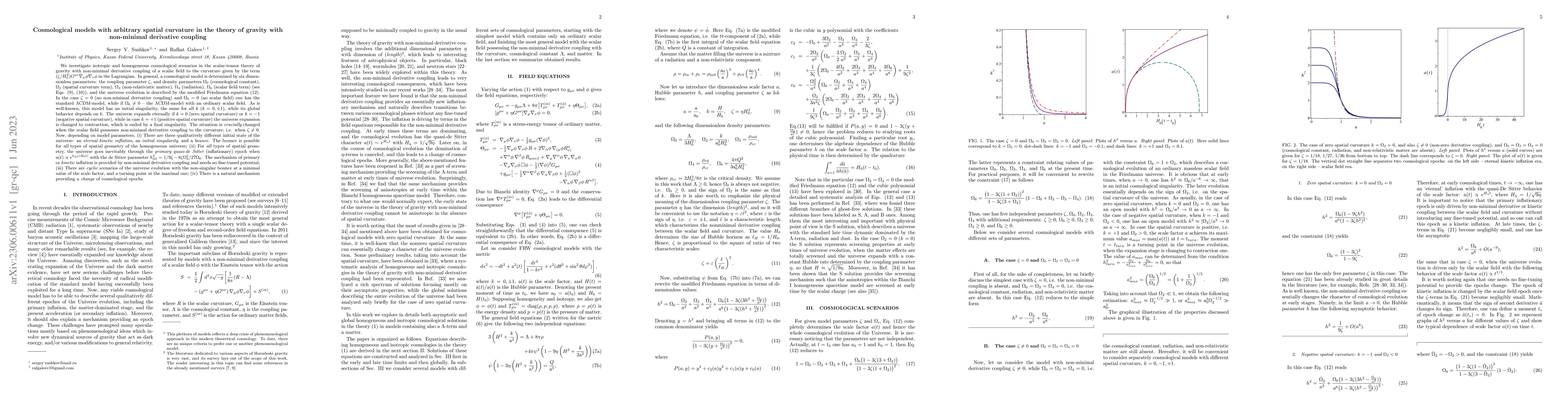 Thumbnail for Cosmological models with arbitrary spatial curvature in the theory of
  gravity with non-minimal derivative coupling
