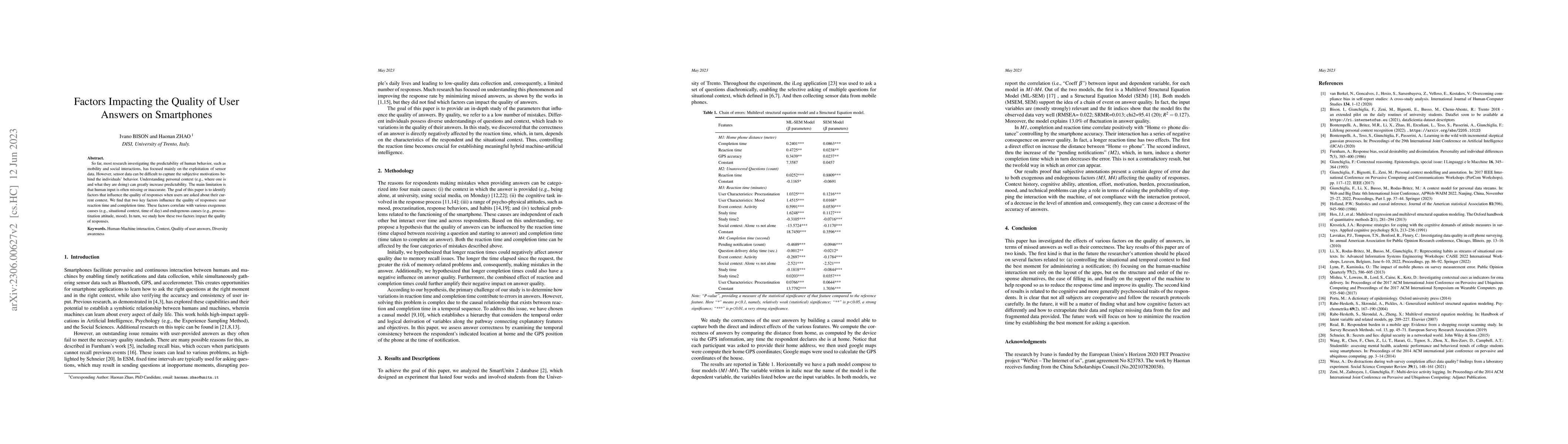 Thumbnail for Factors Impacting the Quality of User Answers on Smartphones