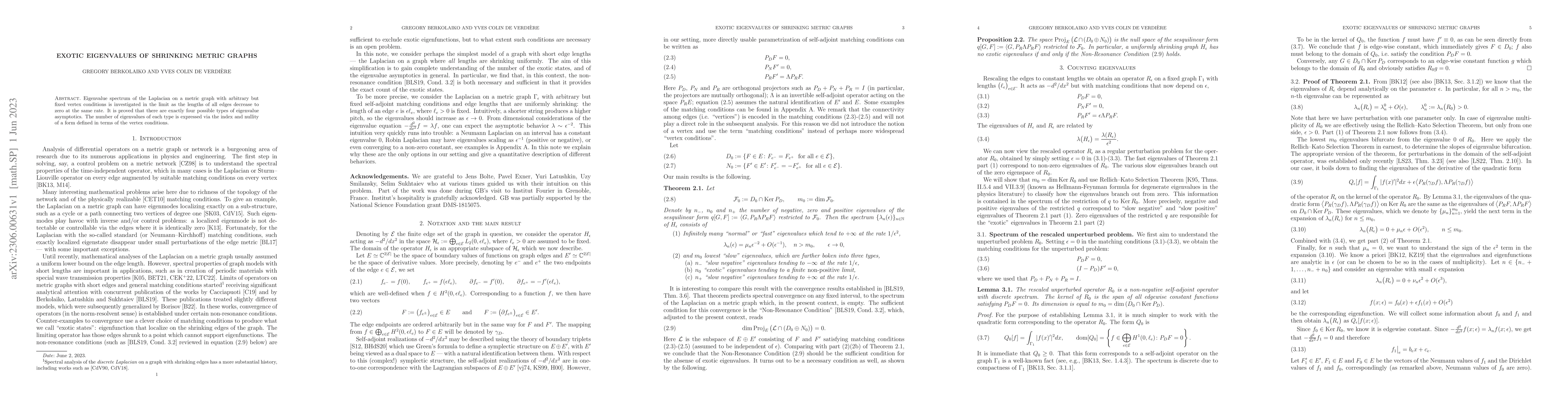 Thumbnail for Exotic eigenvalues of shrinking metric graphs