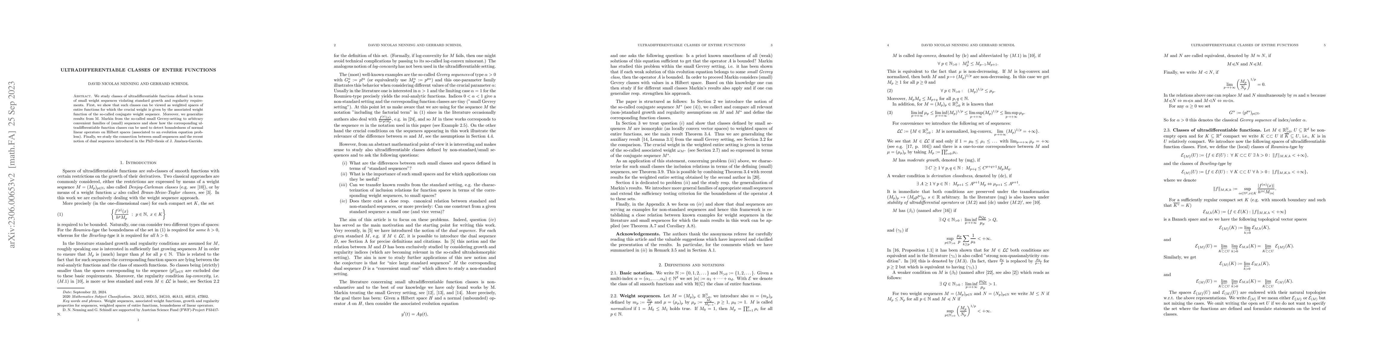 Thumbnail for Ultradifferentiable classes of entire functions