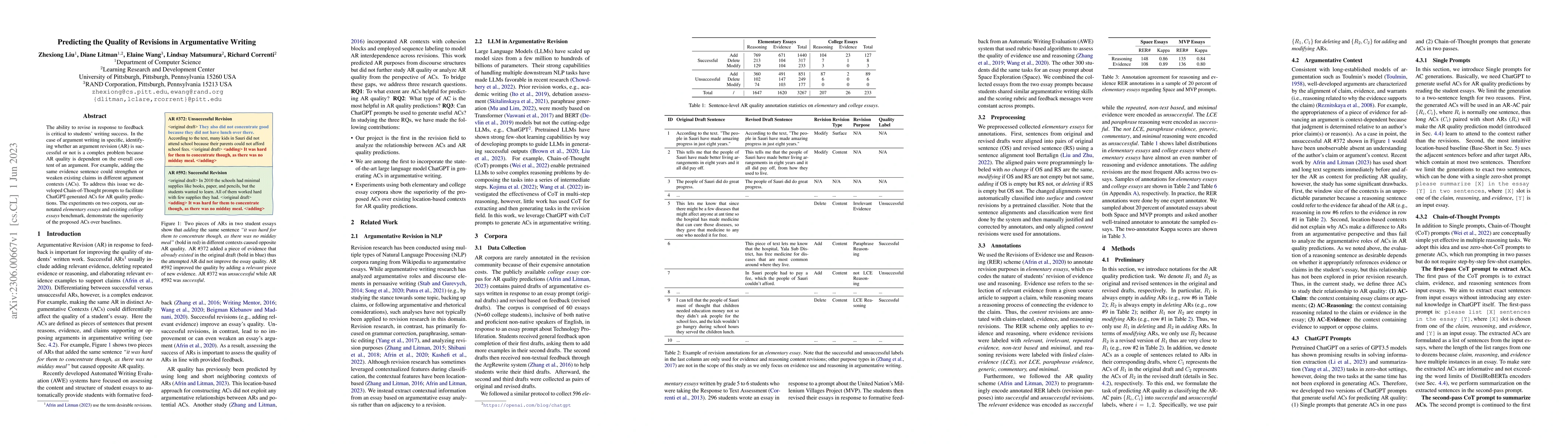 Thumbnail for Predicting the Quality of Revisions in Argumentative Writing
