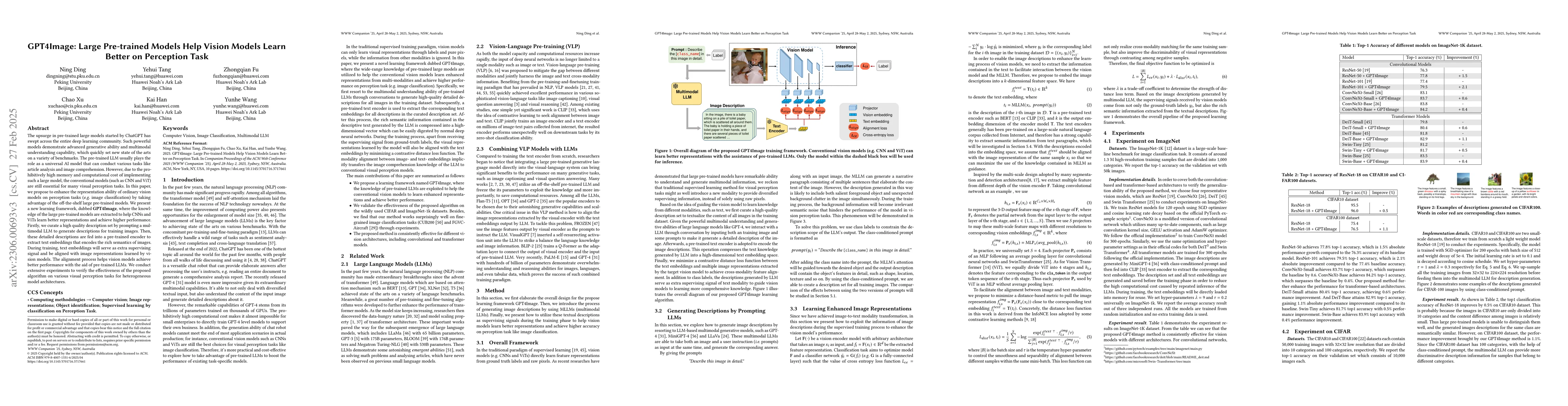 Thumbnail for GPT4Image: Can Large Pre-trained Models Help Vision Models on Perception
  Tasks?